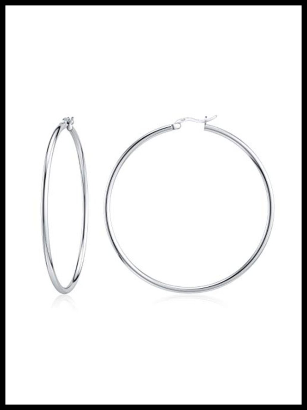 Sterling Silver Hoop Earrings 18K White Gold Plated Endless Hoops Lightweight